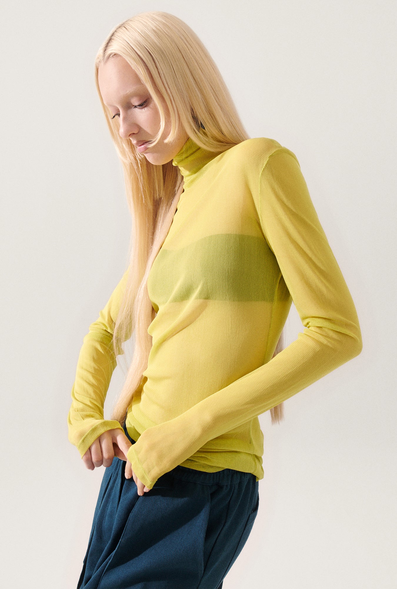 Silk Mesh Turtleneck Absinthe