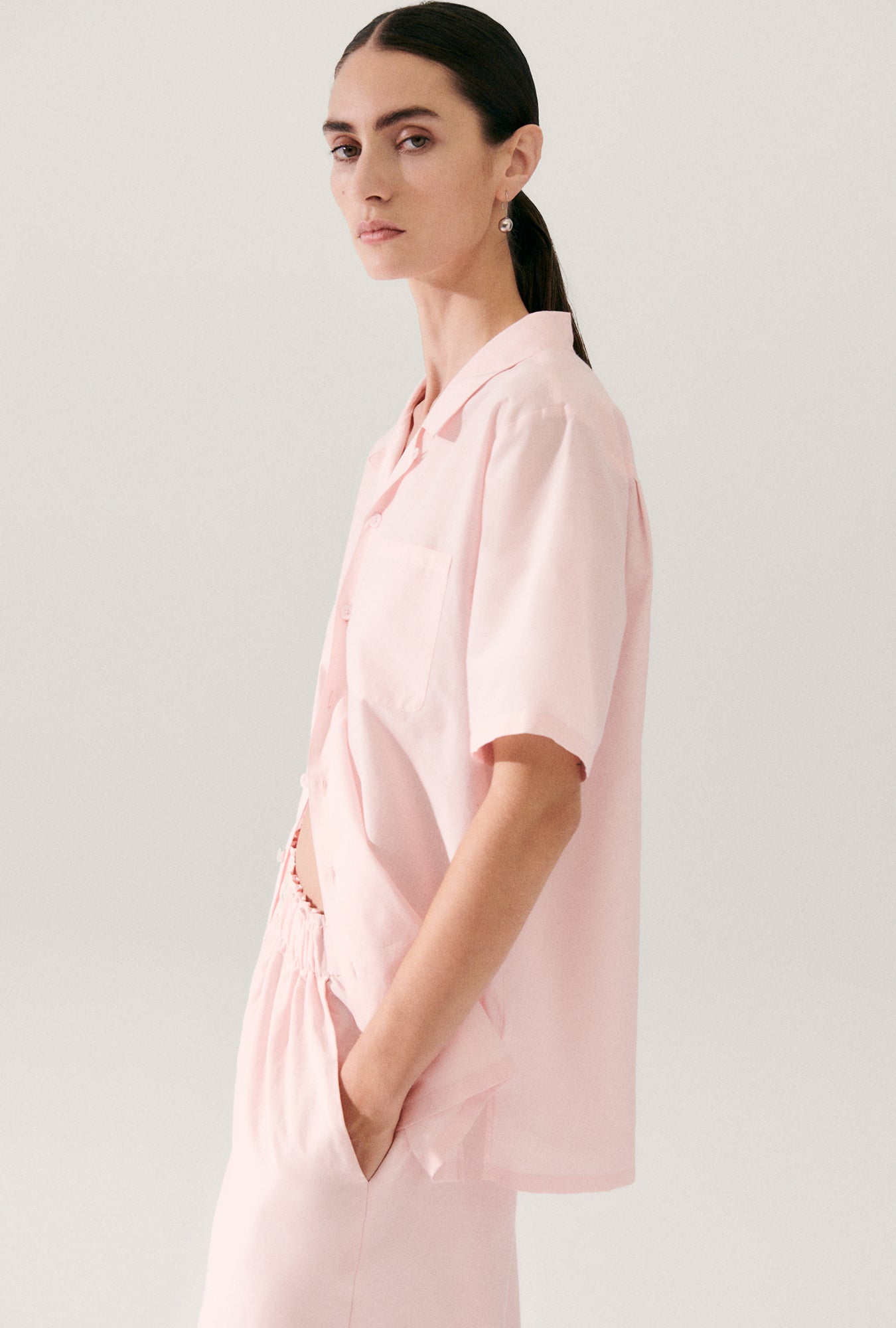 Cotton Silk Camp Shirt Hydrogen