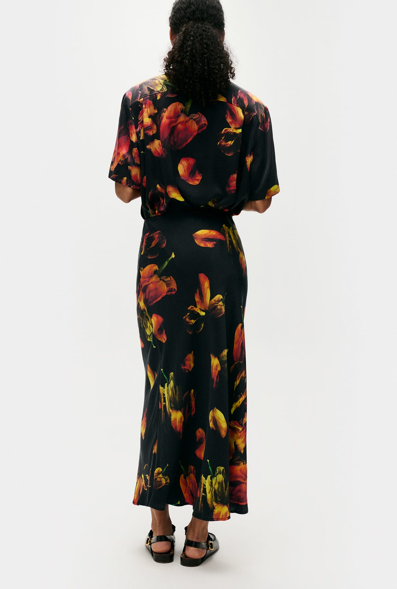 Long Bias Cut Skirt Tulipa Black