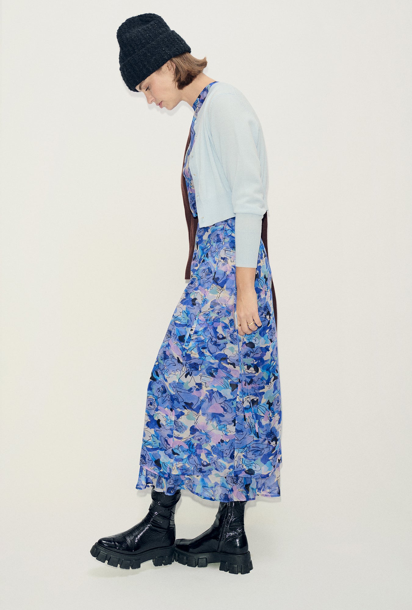 Chiffon Wrap Skirt Cornflower Floral