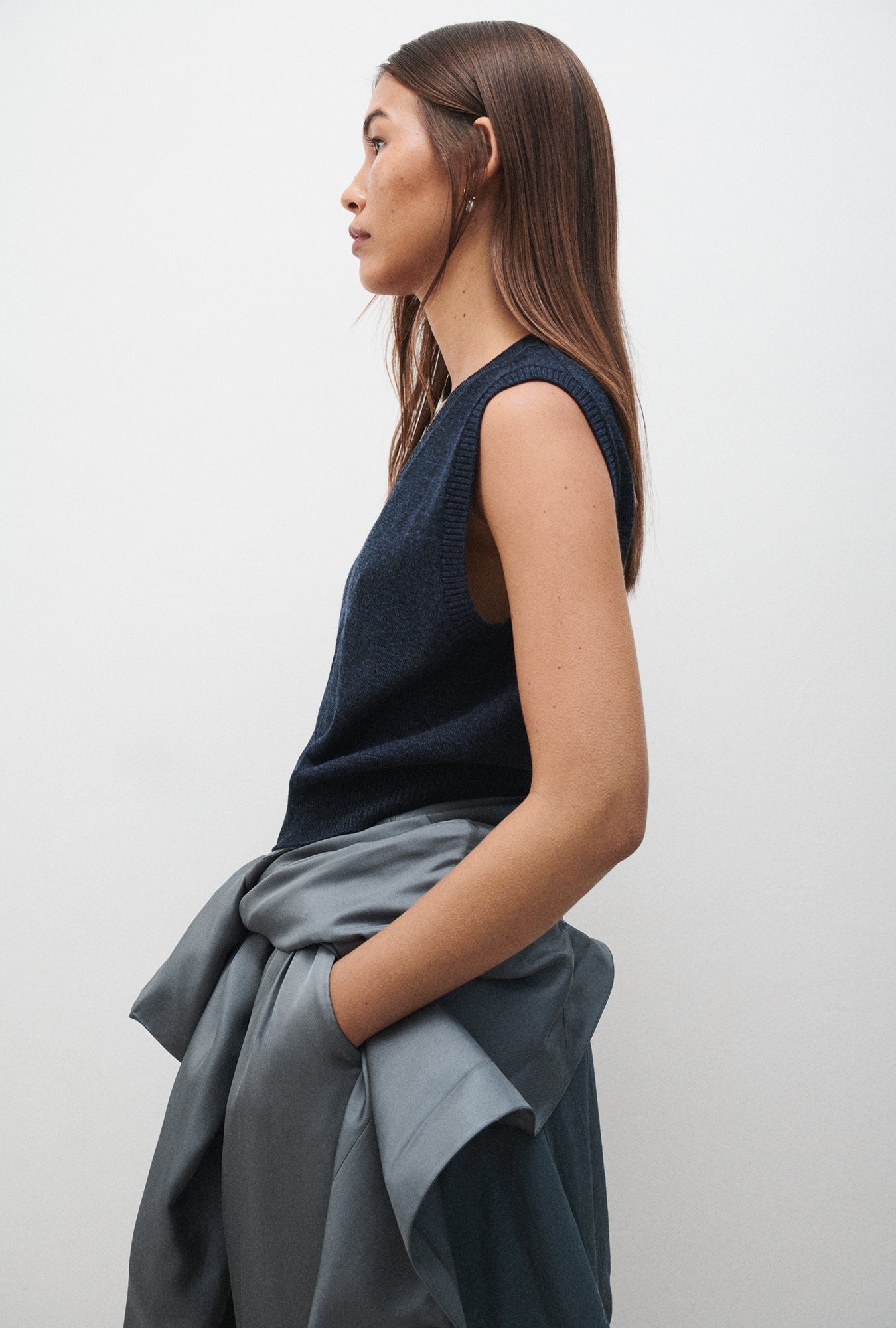 V-Neck Sweater Vest Azul Melange