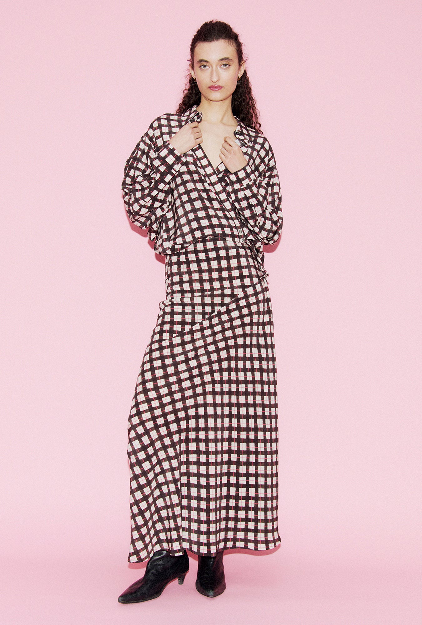 CDC Long Bias Cut Skirt Luna Gingham