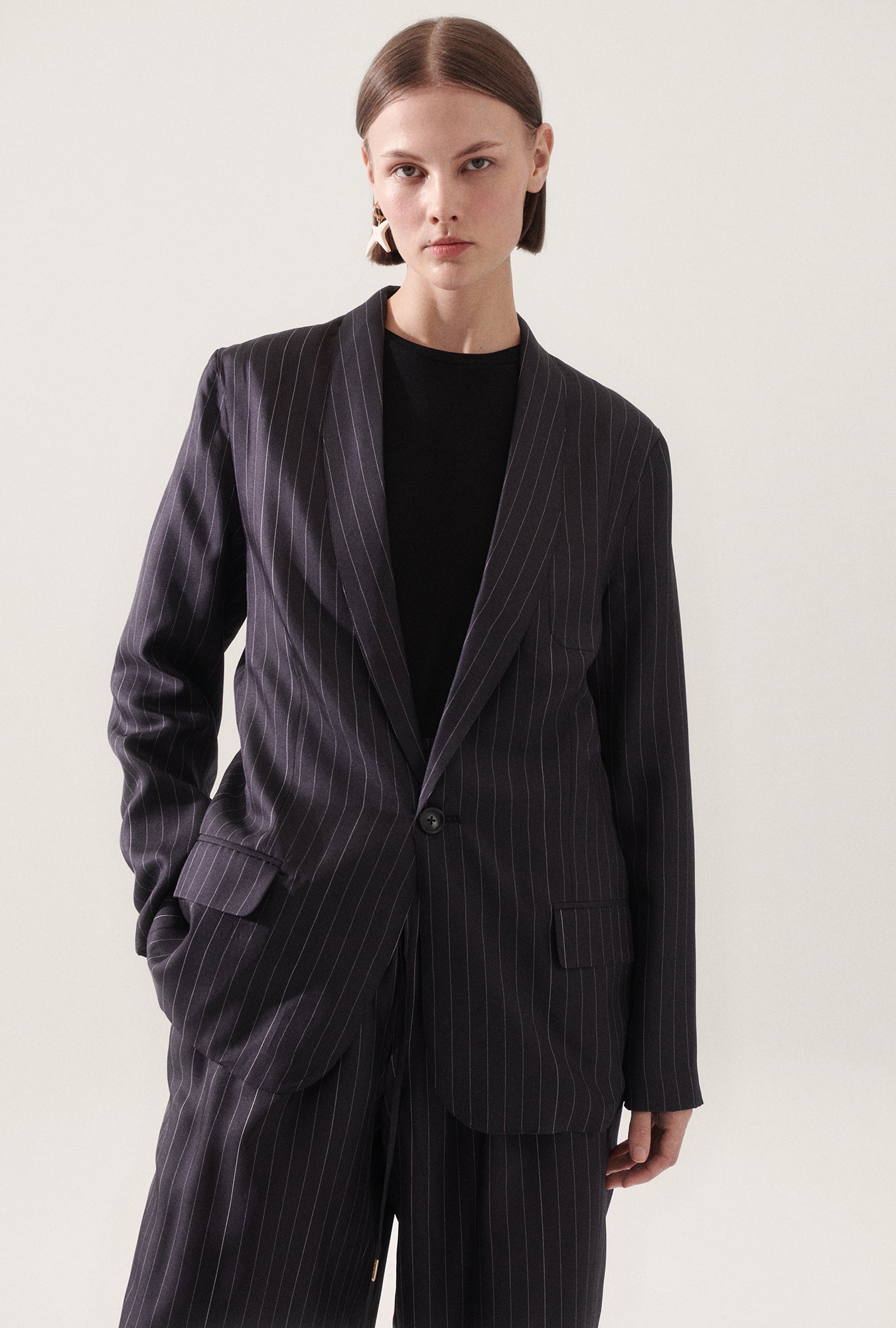 Twill Miami Blazer Pinstripe Black / White