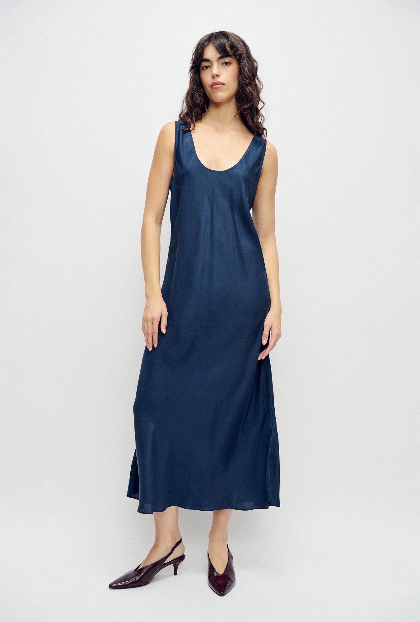 Habotai Scoop Neck Dress Midnight