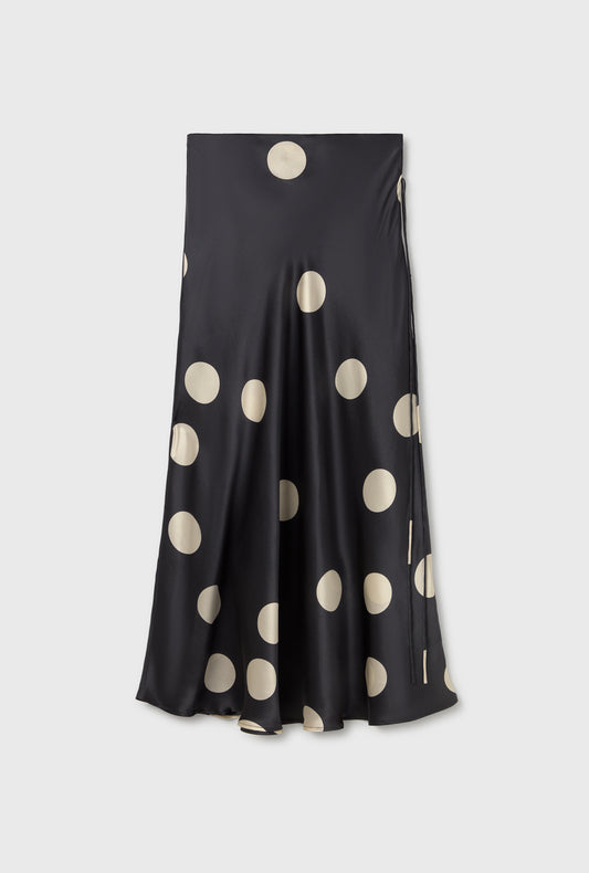 Long Bias Cut Skirt Large Polka Dot