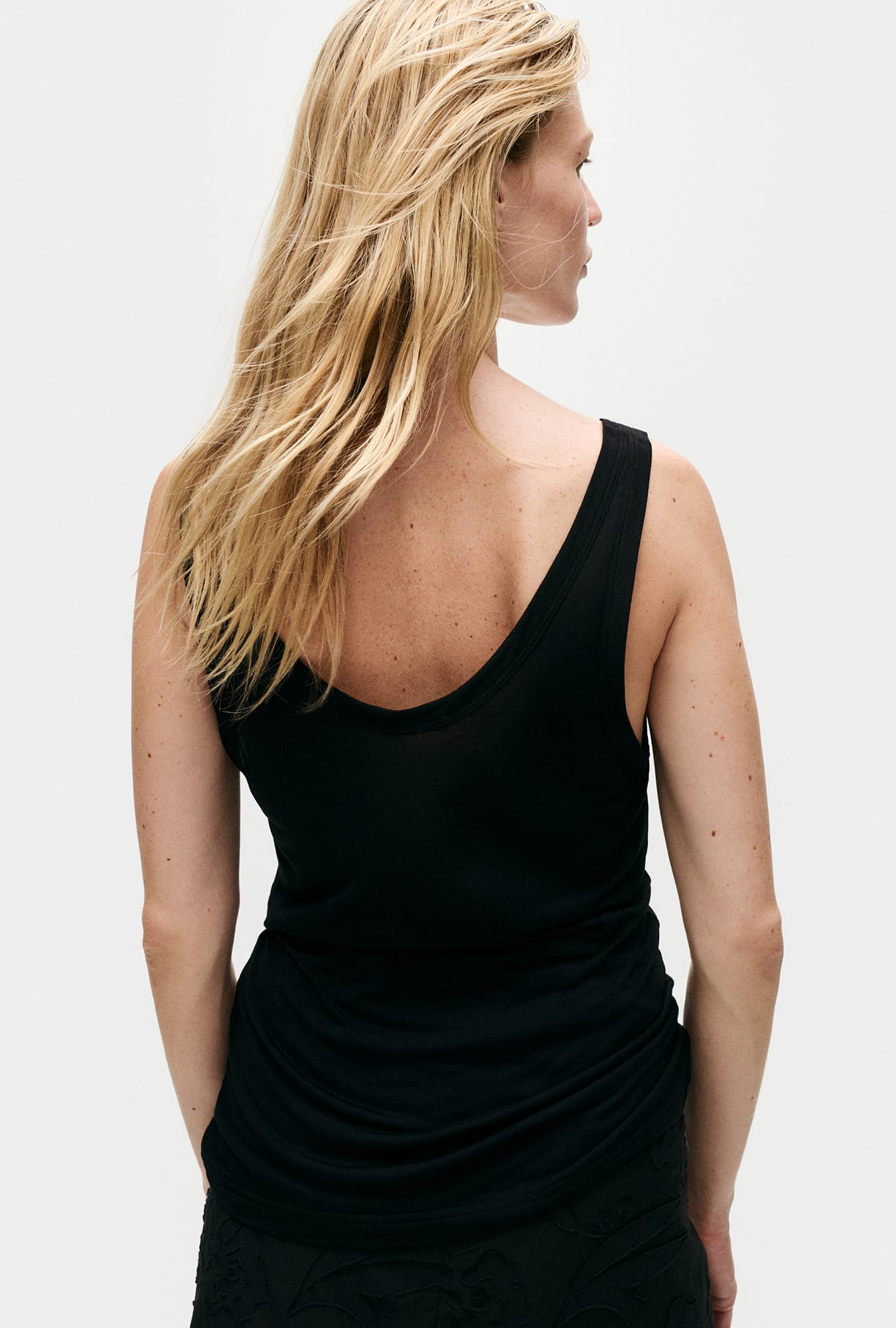 Jersey Modal Scoop Tank Black