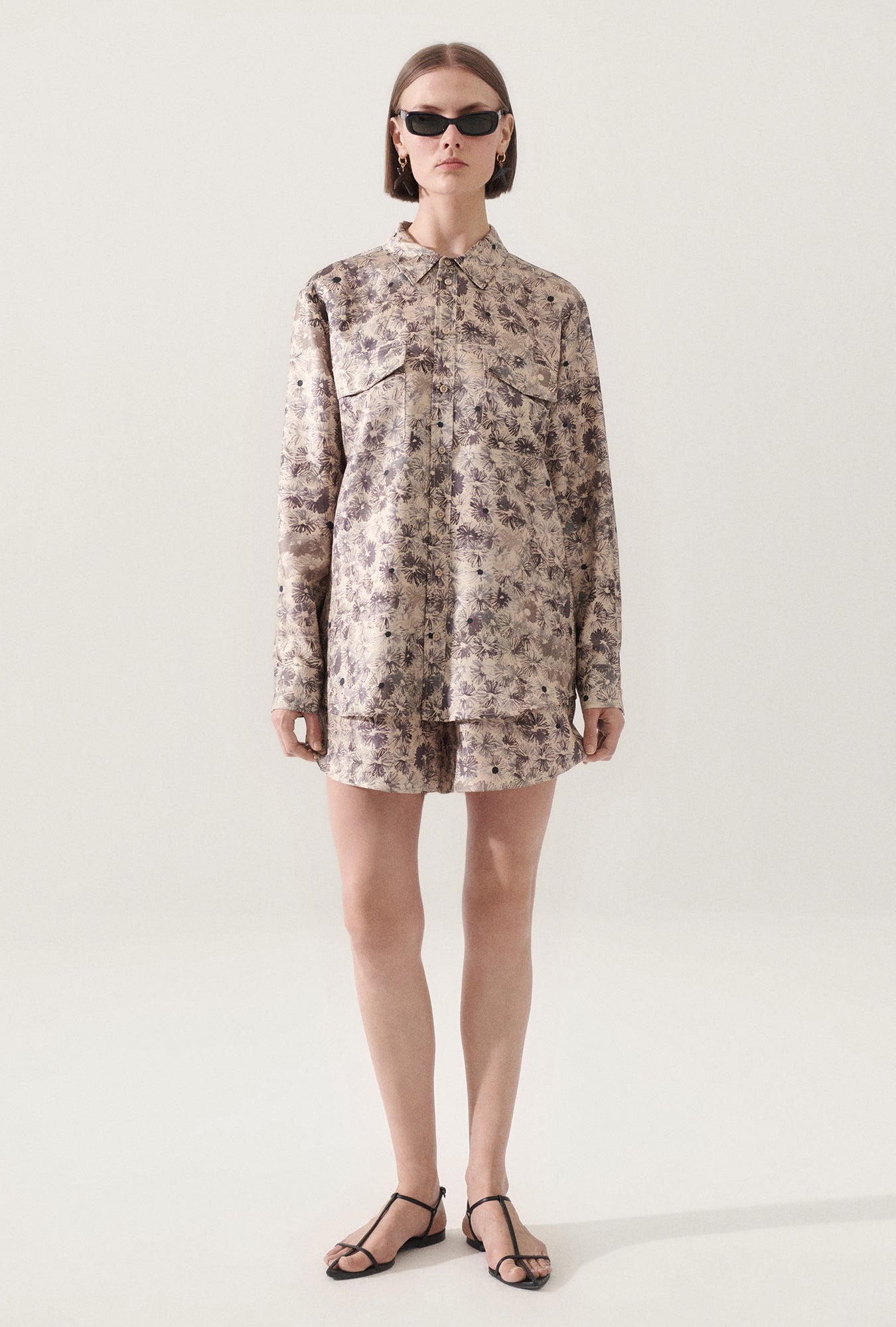 Twill Boyfriend Shirt Aster Floral
