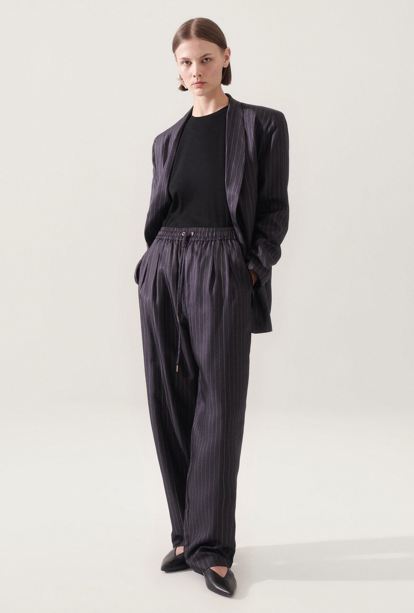 Twill Miami Blazer Pinstripe Black / White