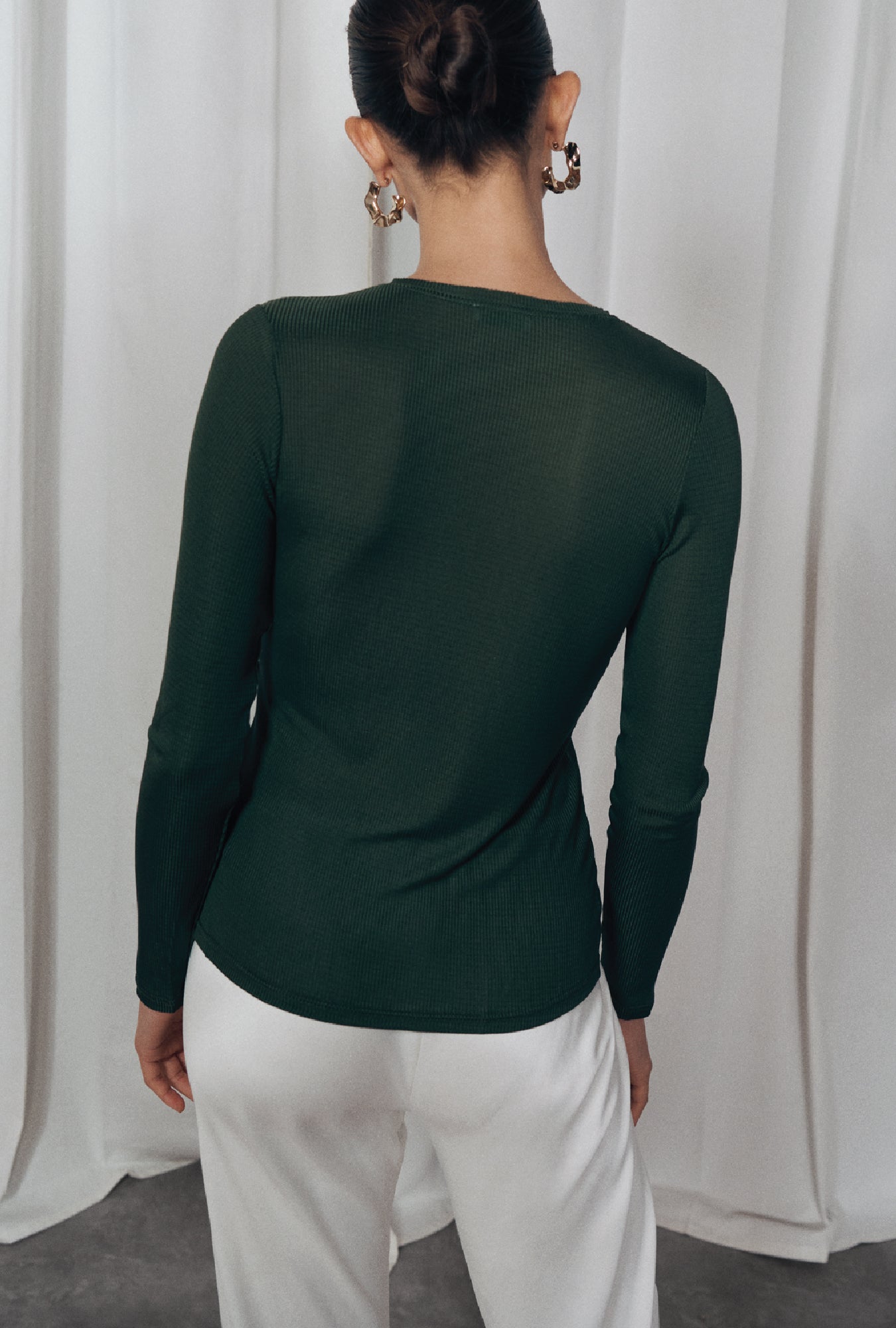 Ribbed Long Sleeve Henley Cedar