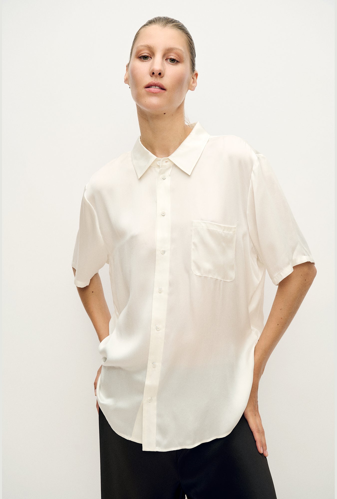 Short Sleeve Boyfriend Shirt White