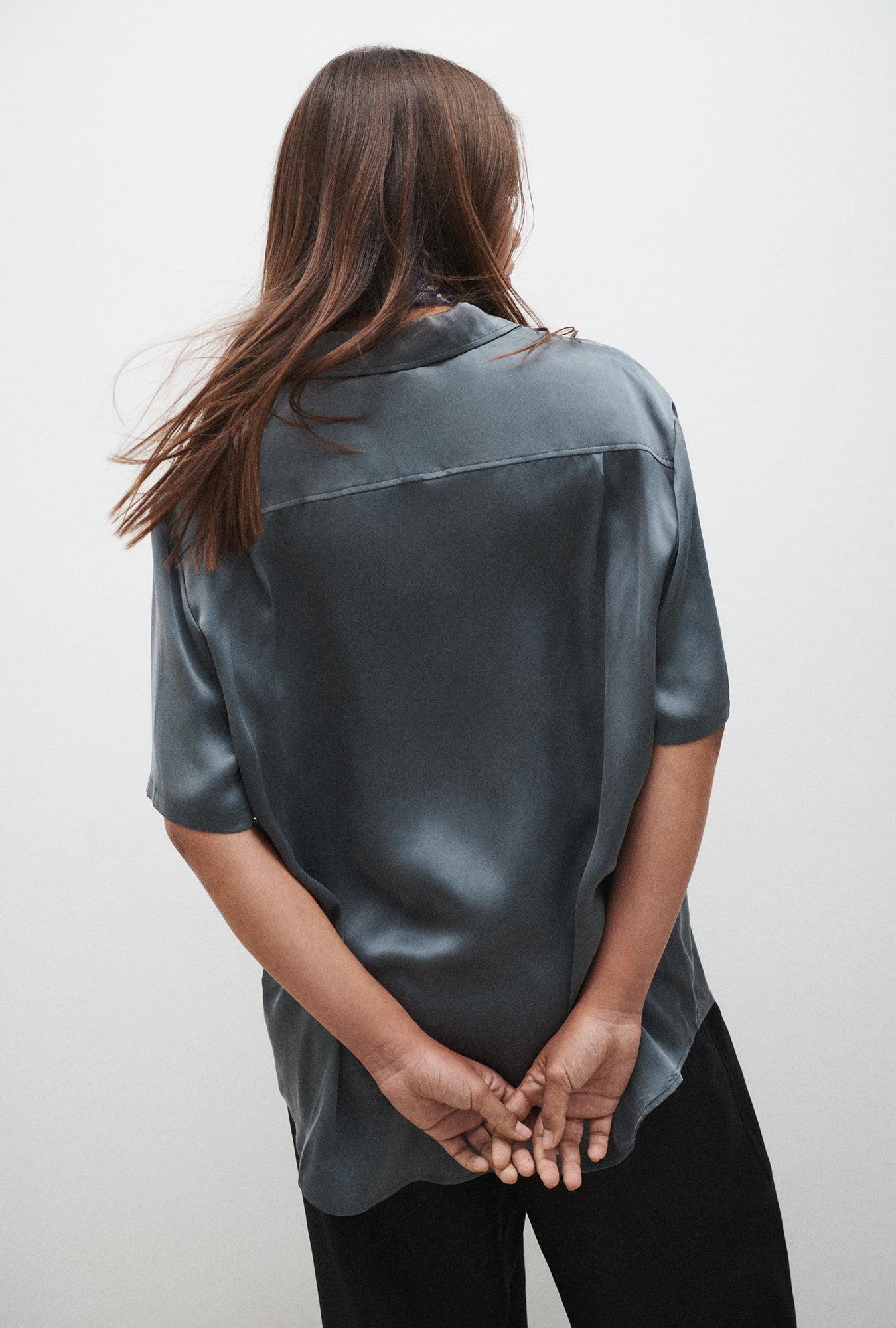 Short Sleeve Boyfriend Shirt Slate